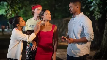 Red dress worn by Mack (Gina Rodriguez) as seen in Players movie