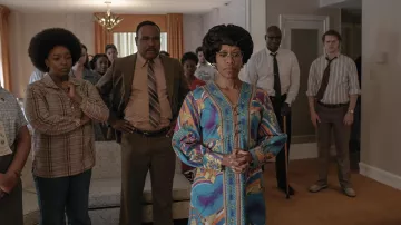 Blue Printed Tunic Dress worn by Shirley Chisholm (Regina King) as seen in Shirley movie outfits