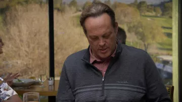 Travis Mathew Quarter-Zip Sweatshirt in grey worn by Freddy Funkhouser (Vince Vaughn) as seen in Curb Your Enthusiasm (S12E03)