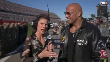 La veste en cuir Rock UFL noire portée par Dwayne Johnson pour le coup d’envoi du Daytona 500 2024 | NASCAR
