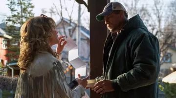 Fringe Leather Jacket worn by Sharon Stevens (Hilary Swank) as seen in Ordinary Angels