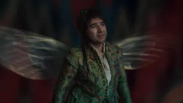 Veste verte brodée portée par Billy Blind (Nick Mohammed) dans Renegade Nell (saison 1)