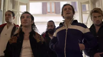 Printed jacket worn by Zoran (Jake T. Getman) as seen in Supersex outfits (S01E06)