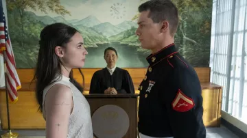 The white dress worn by Cassie (Sofia Carson) in the movie Our Bruised Hearts