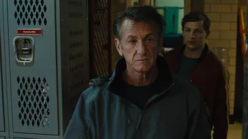 Veste grise portée par Gene Rutkovsky (Sean Penn) dans Asphalt City