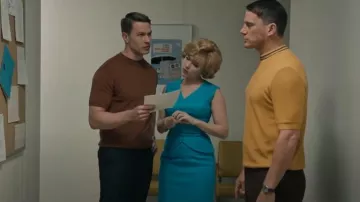 Robe bleue portée par Kelly Jones (Scarlett Johansson) comme on le voit dans la garde-robe du film Fly Me to the Moon