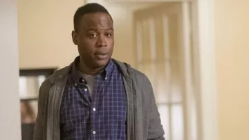 Blue plaid shirt worn by Taylor Pharry (Kevin Daniels) as seen in Not Another Church Movie