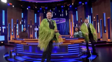 Fuzzy Green Coat worn by Jimmy Fallon and Jmmy Kimmel in Password On April 2024
