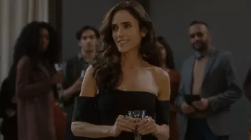Black off the shoulder dress worn by Daniela Vargas Dessen (Jennifer Connelly) as seen in Dark Matter (S01E02)