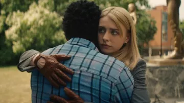 Gen V Outfits: Cate Dunlap (Maddie Phillips) is wearing Grey blazer in season 1, episode 4