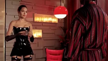 Mr. & Mrs. Smith movie outfits: Angelina Jolie is wearing PVC sexy dress to portray Jane Smith