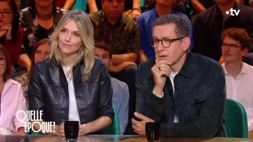 The looks of the show Quelle époque! : Laurence Arné wears a leather jacket on June 15, 2024