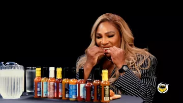 Hot Ones TV Show outfits: Serena Williams is wearing Black watch on July 2024