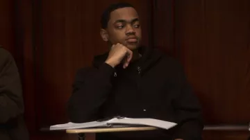 The looks of Power Book II: Ghost: Tariq St. Patrick (Michael Rainey Jr.) wears a sweatshirt with zips on the hood in episode 6 of season 1