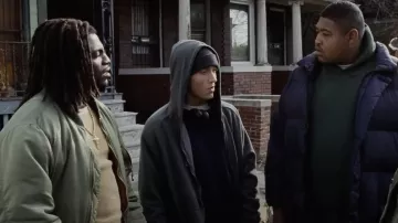 Outfits of 8 Mile: Eminem wears Grey zip up hoodie to play Jimmy in the movie