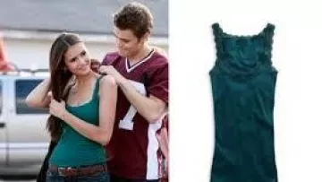 Elena Gilbert débardeur en dentelle sarcelle Aigle américain d’Elena Gilbert (Nina Dobrev) dans The Vampire Diaries (S01E03)