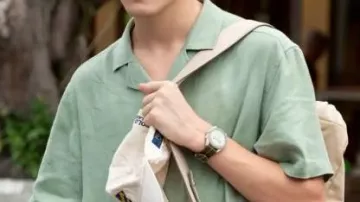 Chemise verte manche courte de Lochlan Ratliff (Sam Nivola) dans The White Lotus (S03E08)