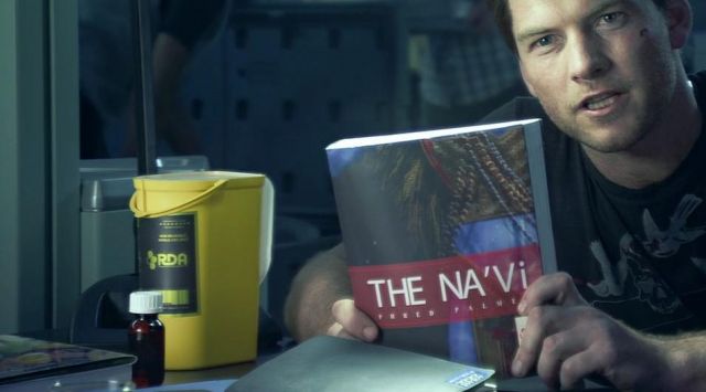 The yellow box RDA next to Jake Sully (Sam Worthington) in the set of ...