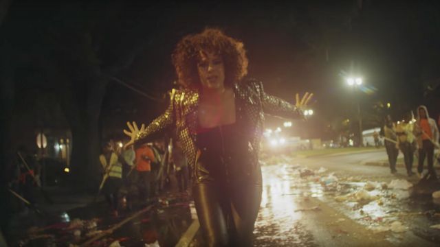 The jacket worn by Régine Chassagne in the video Electric Blue " by Arcade Fire