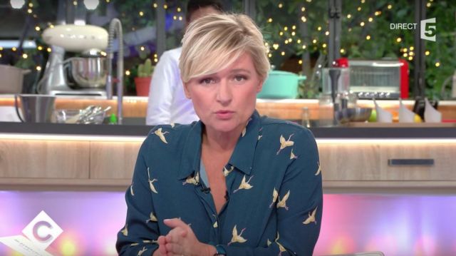 The blouse of Anne-Elisabeth Lemoine in the show C à vous on the 1st of November 2017