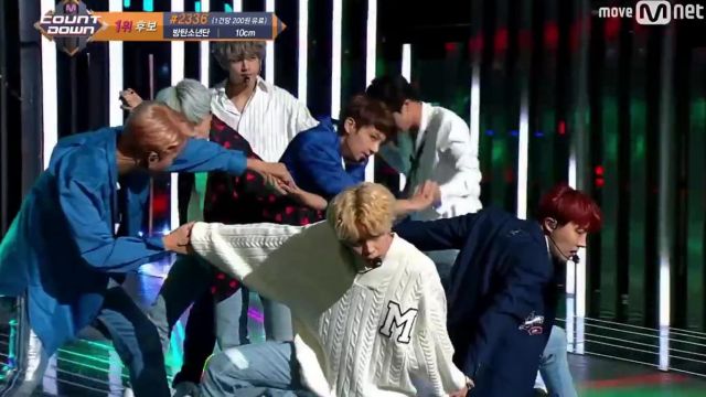 The sweater in white as worn by Jimin during a live-DNA of the BTS