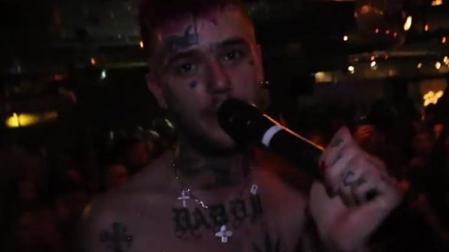 Pink sapphire upside down cross necklace worn by Lil Peep in his Dreams  music video with Gizmo | Spotern