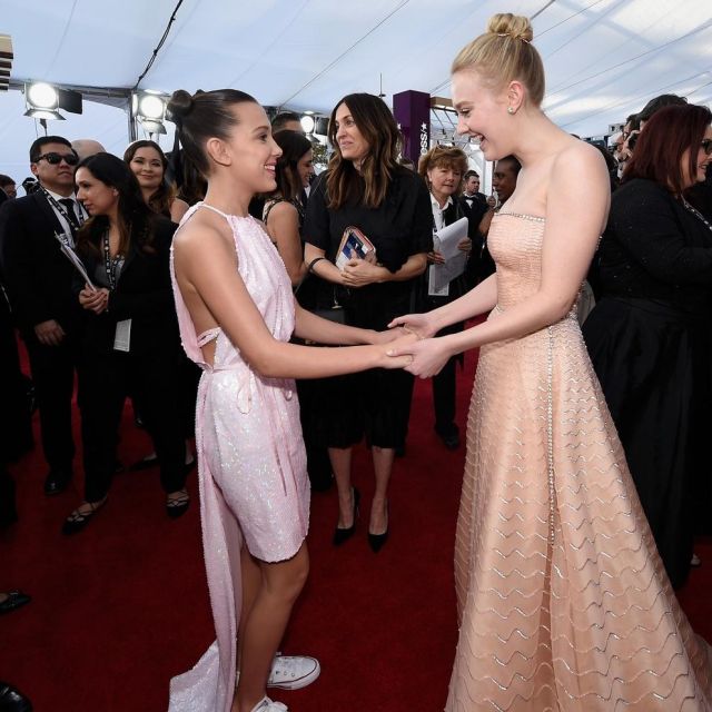 The pink dress Millie Bobby Brown at the SAG Awards 2018