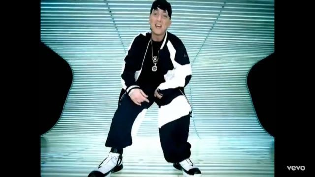 The tracksuit black and white Eminem in her music video Ass Like That