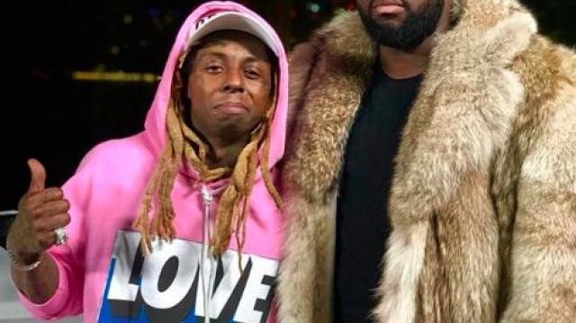 The sweatshirt hoody pink Lil Wayne in the clip Corazon de Maître GIMS feat. Lil Wayne & French Montana