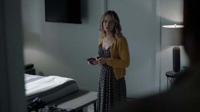 Gold sweater worn by Maggie Bloom (Allison Miller) as seen in A Million Little Things S01E07