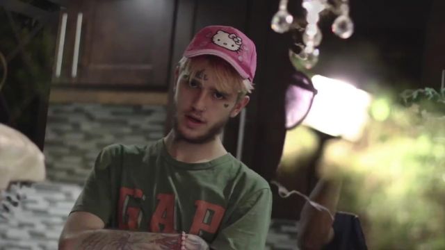 Green GAP shirt worn by Lil Peep in his White Wine music video with Lil Tracy