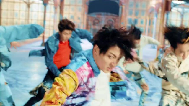 The denim jacket faded with sequins worn by Jungkook in the video Baepsae  (Silver Spoon) DOPE of BTS