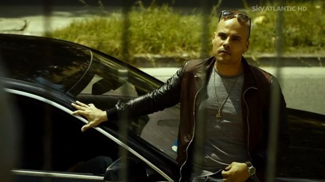 The jacket in two-tone leather of Ciro Di Marzio (Marco D'amore) in Gomorrah S02E06