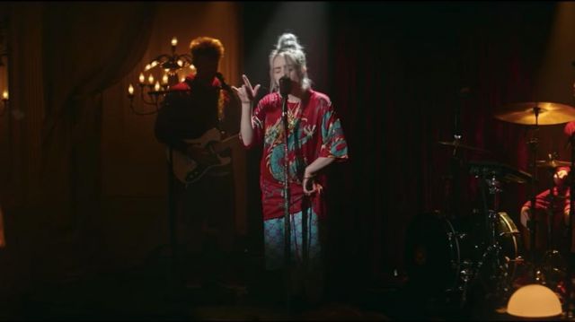 Dragon red shirt worn by Billie Eilish as seen in Bitches broken hearts (Official Live Performance) by Vevo LIFT