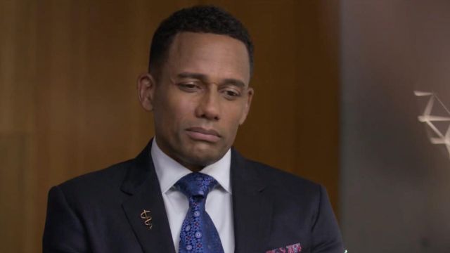 Printed Blue Tie worn by Dr. Marcus Andrews (Hill Harper) as seen in The Good Doctor S02E18