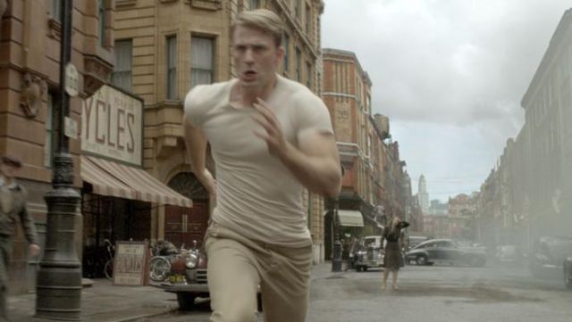 White t-shirt worn by Captain America / Steve Rogers (Chris Evans) in Captain America: The First Avenger