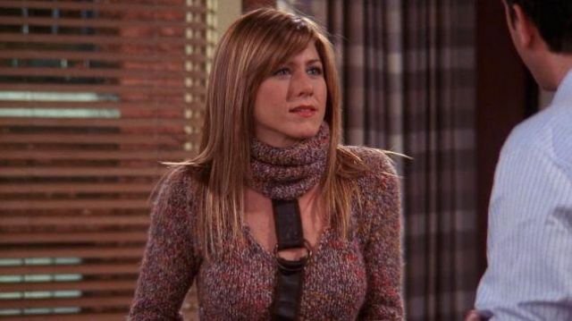 Le pull en laine multicolore de Rachel Green (Jennifer Aniston) dans Friends S10E15