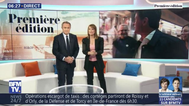 The blazer bi material black worn by Adeline Francis in First Edition the morning of BFM on 20 may 2019