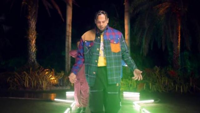 Check patterned jacket worn by Chris Brown as seen in Jealous music video by DJ Khaled feat. Lil Wayne, Big Sean