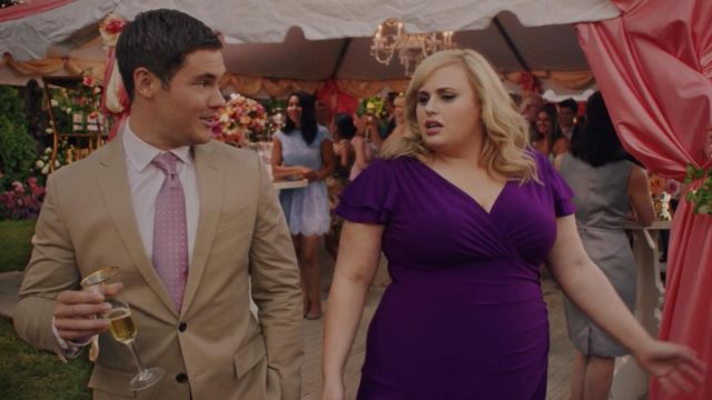 Purple dress worn at Party by Natalie (Rebel Wilson) in Isn't It