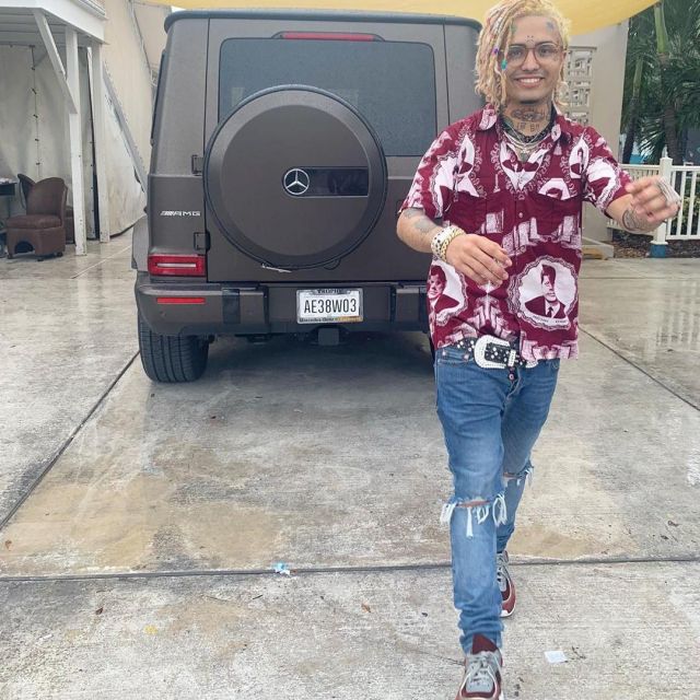 All printed Louis Vuitton worn by Lil Pump on the account Instagram  @Lilpump_f4ns