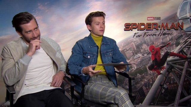 Trousers, a plaid worn by Tom Holland in the Youtube video "Tom Holland and Jake Gyllenhaal Respond to IGN Comments" (2019)