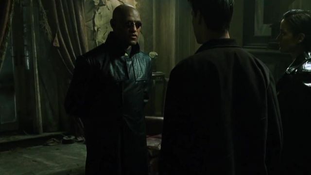 The long leather coat worn by Morpheus ( Laurence Fishburne) in the film Matrix Reloaded
