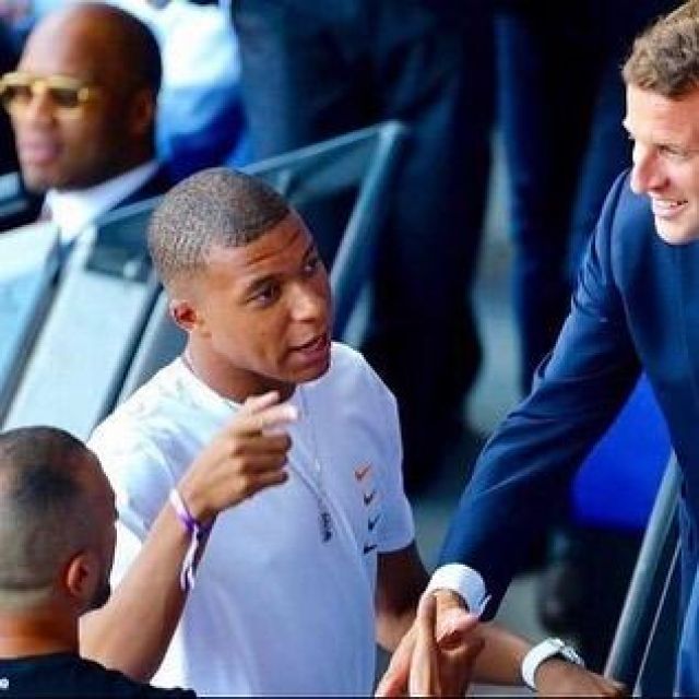 The Nike t-shirt worn by Kylian Mbappé on a post to Instagram of @Kmbappe_news