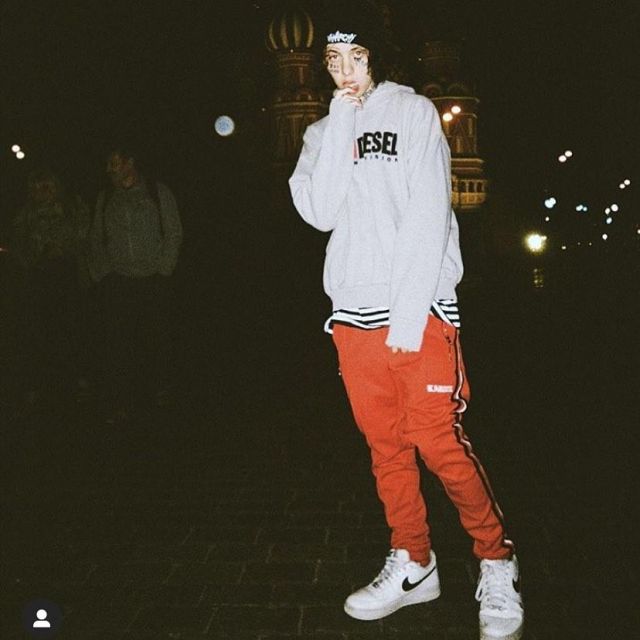 Red Tracksuit pants worn by Lil Xan on his Instagram account