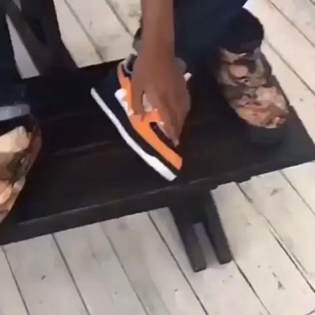 Camo sneakers worn by Tay-K on the In­sta­gram Ac­count of @Free­tayka