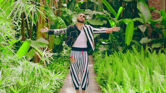 Striped pants worn by Maluma in his Hola Señorita (Maria) music video with GIMS
