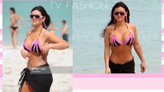 Jwoww pink chain strap bikini worn by Jenni Farley in Jersey Shore (S02) Spotern