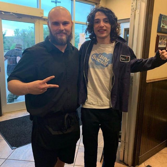 Blue jacket worn by Finn Wolfhard on @finnwolfhardofficial