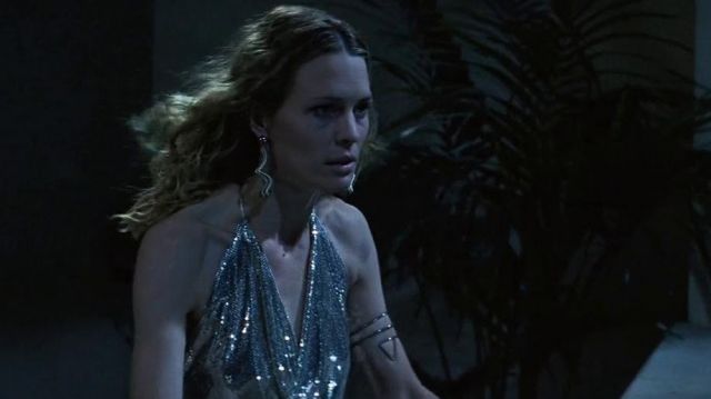 70s silver sequin halter top worn by Jenny Curran (Robin Wright) as seen in Forrest Gump